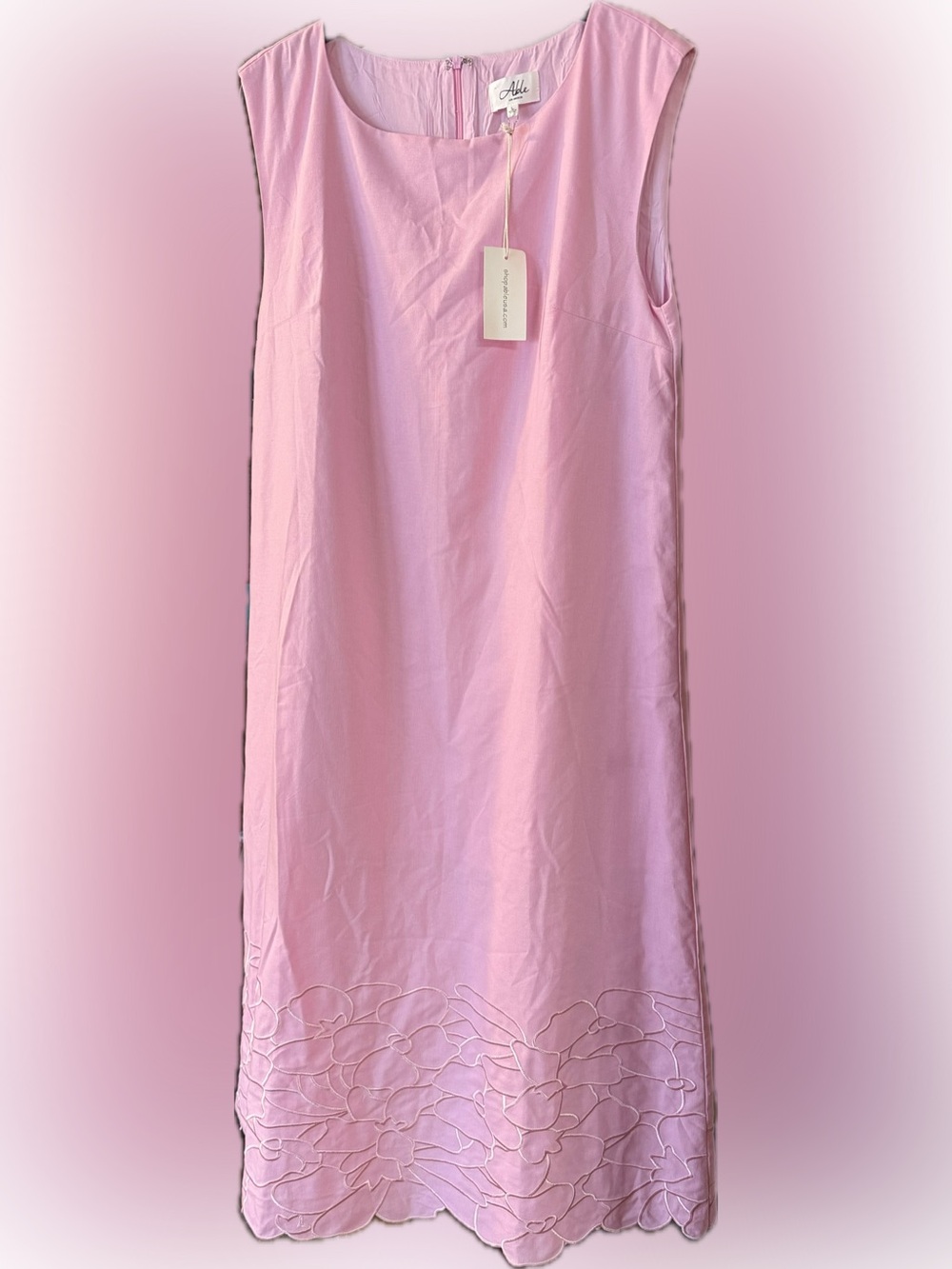 Able Light Pink Maxi Skirt with Hem Embroidery